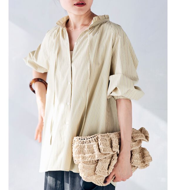 le.coeur blanc「フリルカラーボリュームスリーブブラウス」|シャツ・ブラウス|