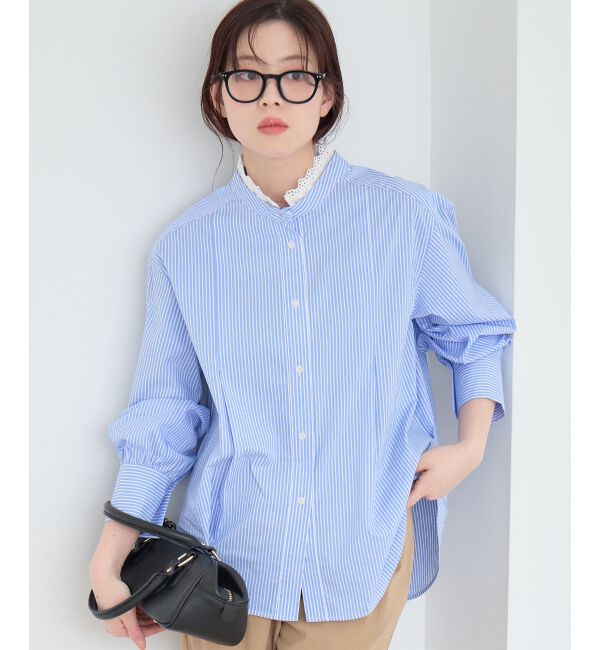  「ストライプネックレース2wayシャツ」|シャツ・ブラウス|ｻｯｸｽ柄