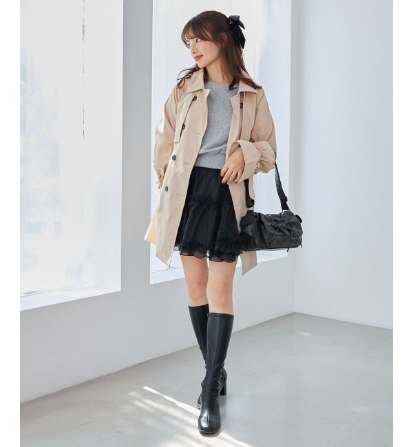 MAJESTICLEGON「ビット付ミディトレンチコート」|トレンチコート|