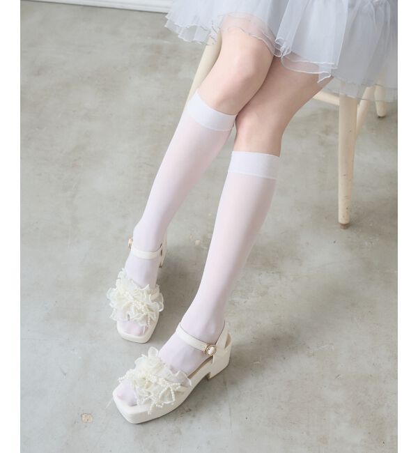  「◇パールフリルボリュームサンダル」|サンダル|