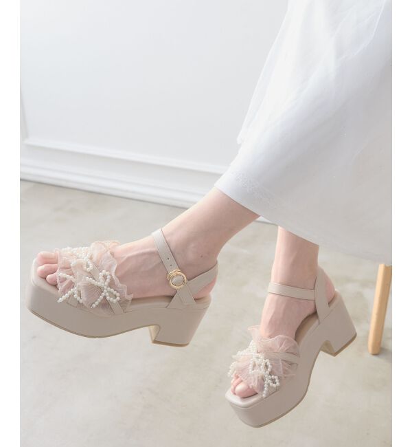  「◇パールフリルボリュームサンダル」|サンダル|ｸﾞﾚｰｼﾞｭ