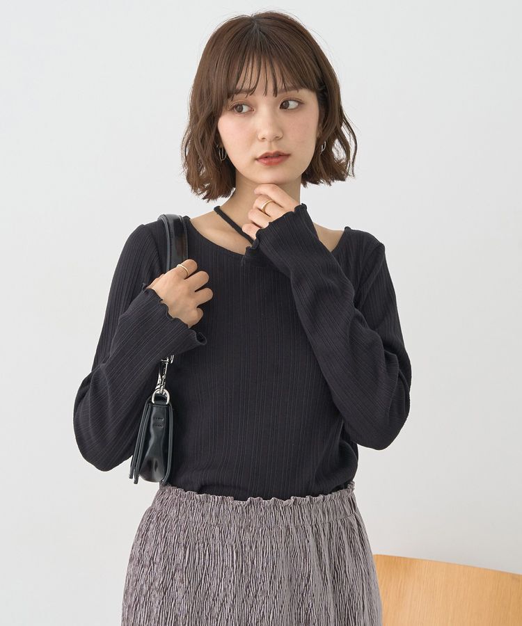 earth music&ecology「チェーンリブホルターネックプルオーバー」|Tシャツ・カットソー|