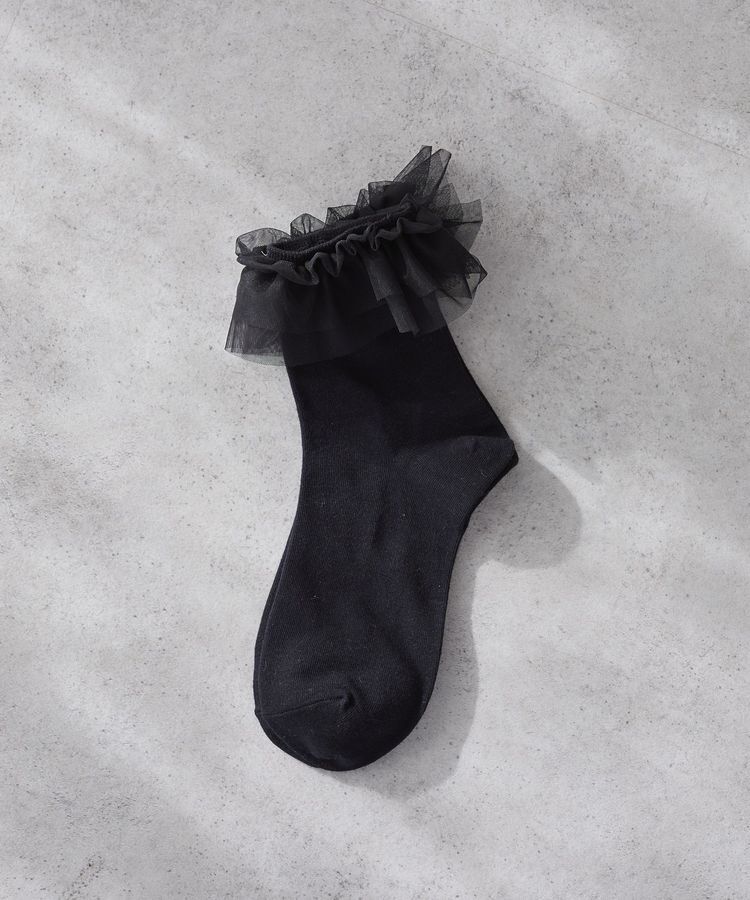 Maison de FLEUR「チュールボリュームフリルソックス」|その他|ブラック