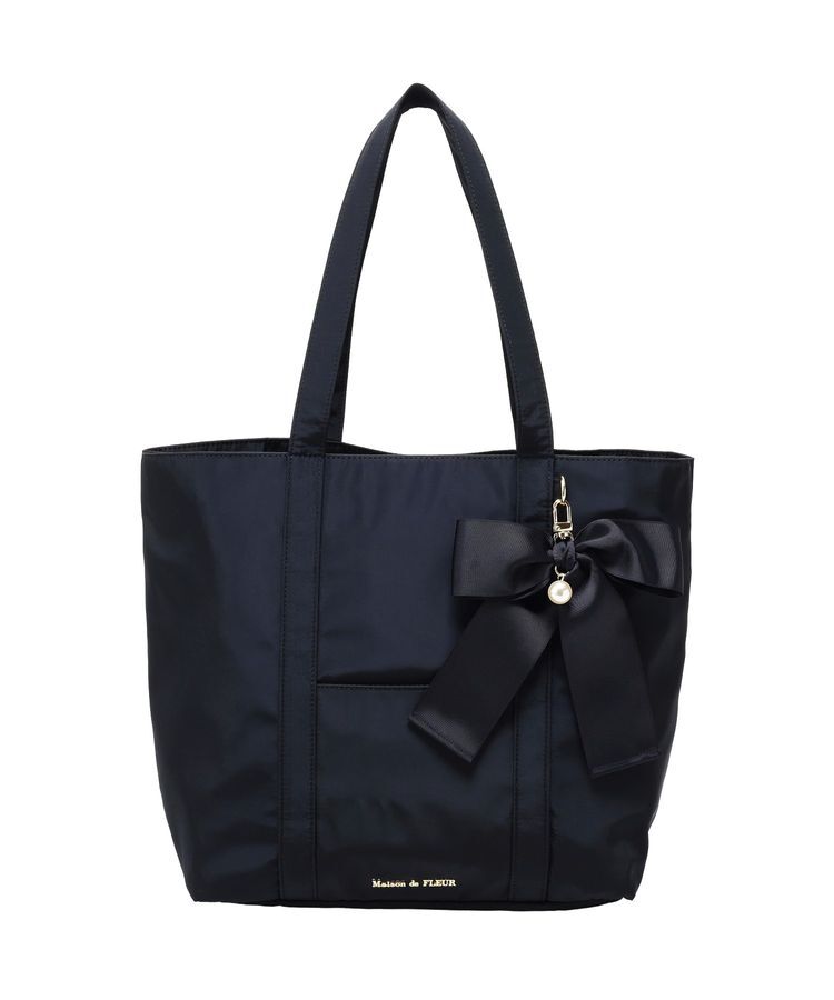 Maison de FLEUR「リボンチャーム付きマルチポケットトートバッグ」|トートバッグ|
