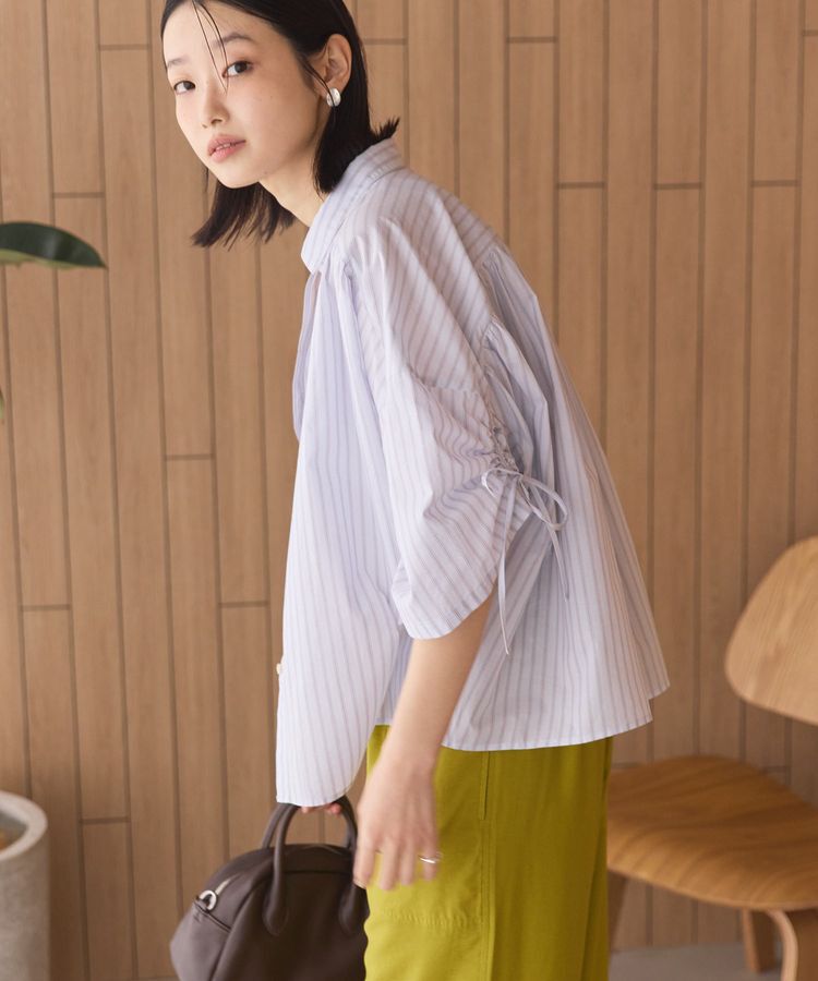 AMERICAN HOLIC「【WEB限定】【接触冷感・UVカット】ギャザーリボンスリーブ半袖シャツ」|シャツ・ブラウス|