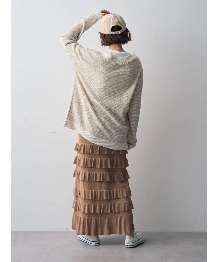 YECCA VECCA「ティアードフリルラメニットスカート」|スカート|