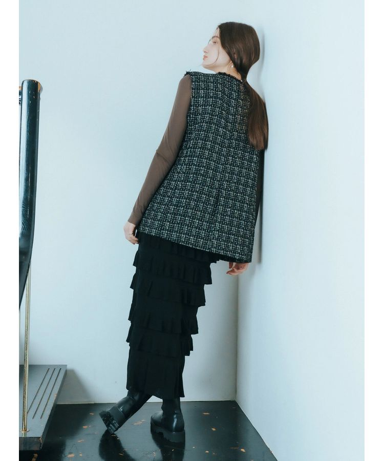 YECCA VECCA「ティアードフリルラメニットスカート」|スカート|