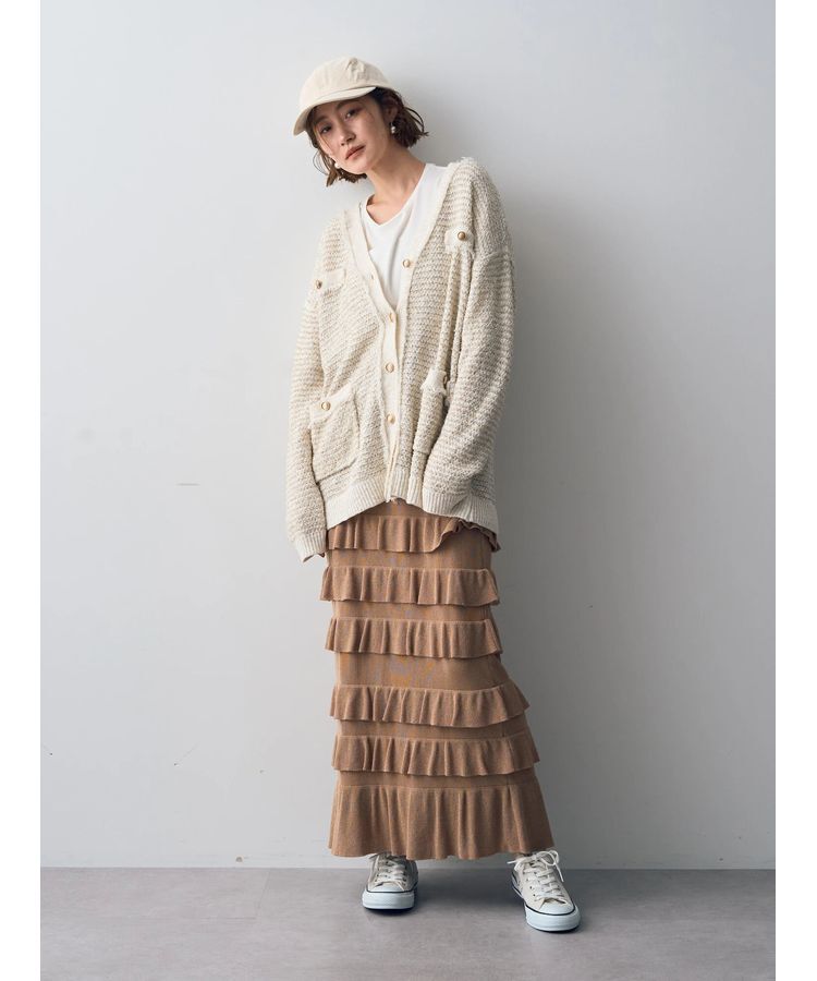 YECCA VECCA「ティアードフリルラメニットスカート」|スカート|