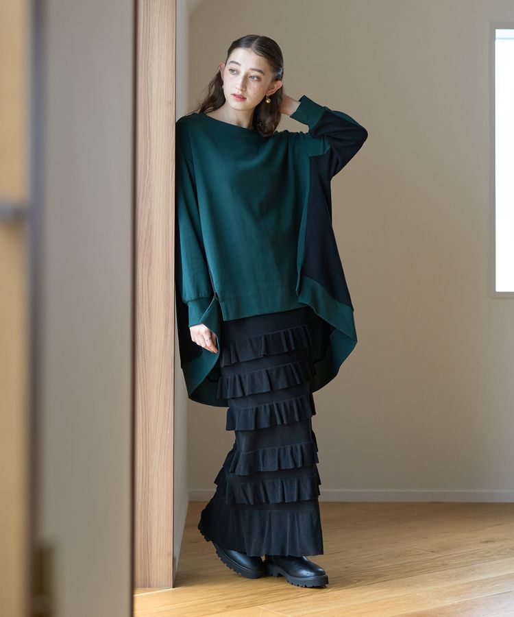 YECCA VECCA「ティアードフリルラメニットスカート」|スカート|