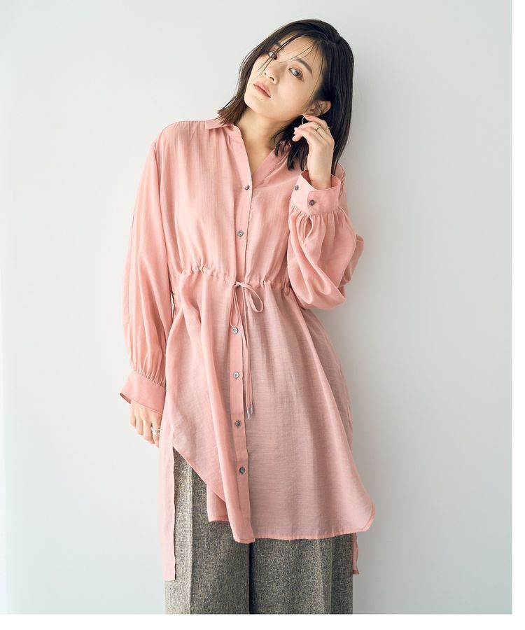 YECCA VECCA「シアー2way袖バルーンチュニック」|シャツ・ブラウス|