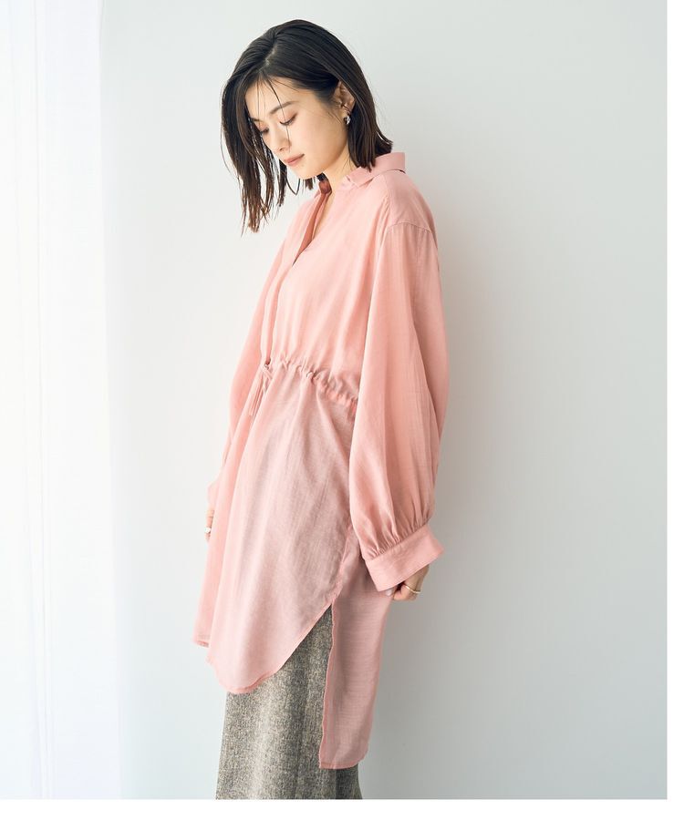 YECCA VECCA「シアー2way袖バルーンチュニック」|シャツ・ブラウス|