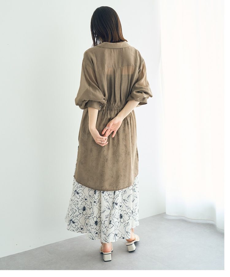 YECCA VECCA「シアー2way袖バルーンチュニック」|シャツ・ブラウス|