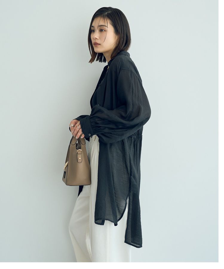 YECCA VECCA「シアー2way袖バルーンチュニック」|シャツ・ブラウス|