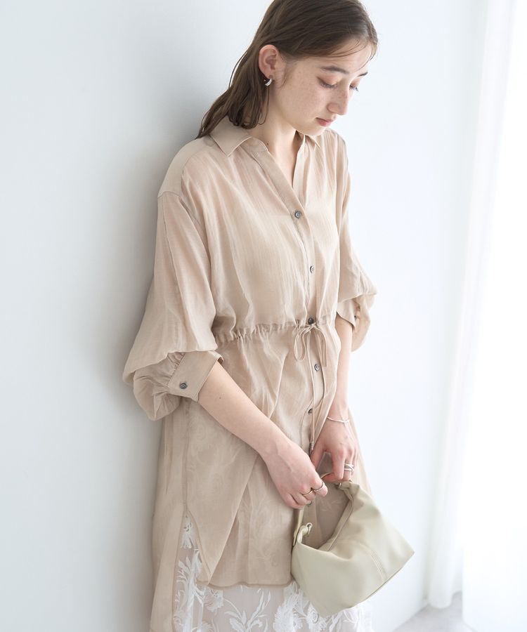 YECCA VECCA「シアー2way袖バルーンチュニック」|シャツ・ブラウス|Beige