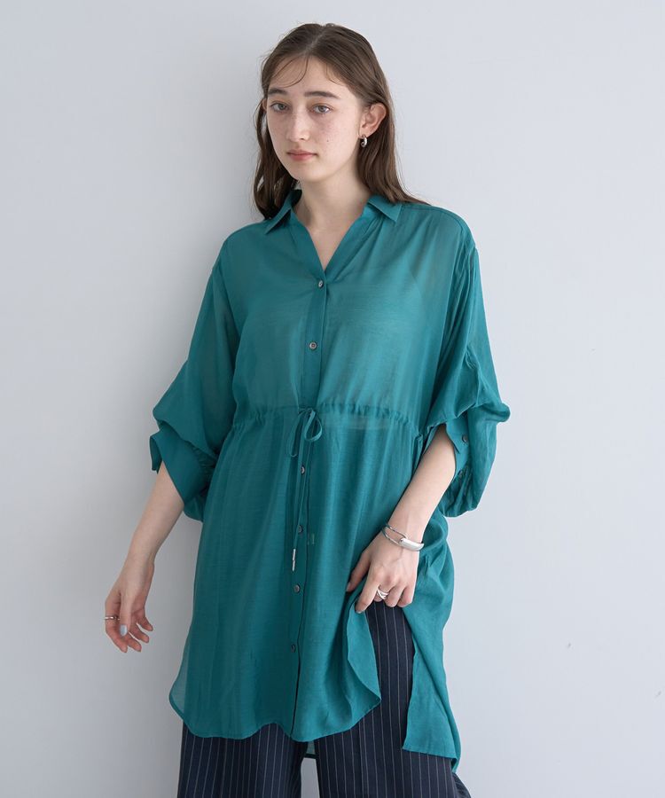 YECCA VECCA「シアー2way袖バルーンチュニック」|シャツ・ブラウス|