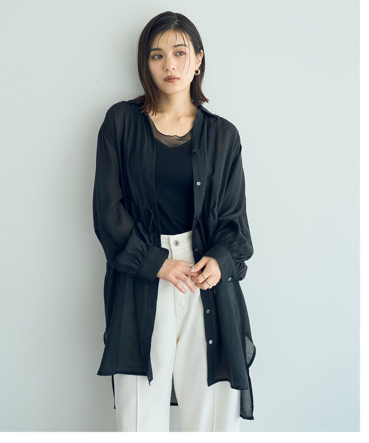 YECCA VECCA「シアー2way袖バルーンチュニック」|シャツ・ブラウス|