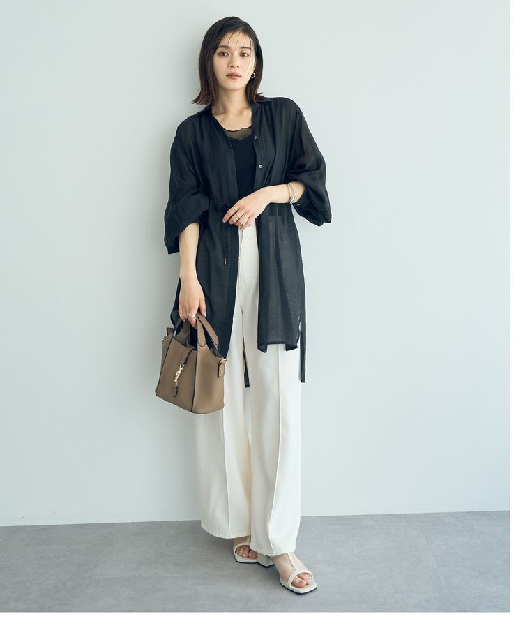 YECCA VECCA「シアー2way袖バルーンチュニック」|シャツ・ブラウス|