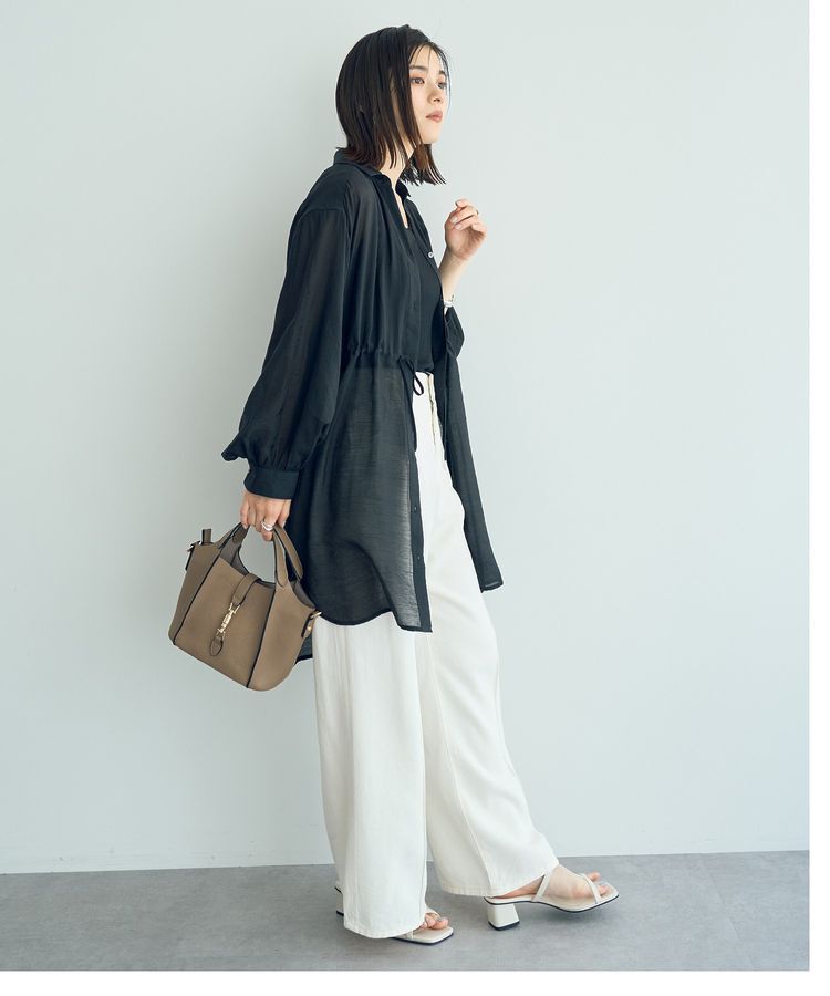 YECCA VECCA「シアー2way袖バルーンチュニック」|シャツ・ブラウス|