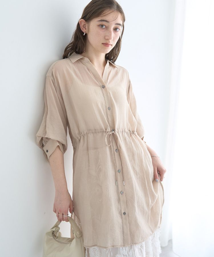 YECCA VECCA「シアー2way袖バルーンチュニック」|シャツ・ブラウス|