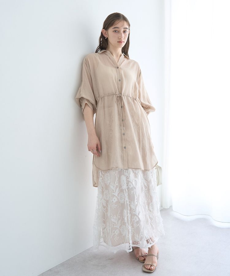 YECCA VECCA「シアー2way袖バルーンチュニック」|シャツ・ブラウス|