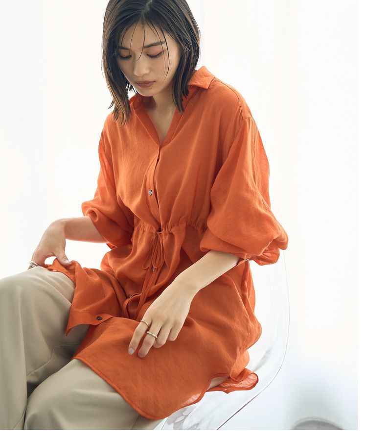 YECCA VECCA「シアー2way袖バルーンチュニック」|シャツ・ブラウス|