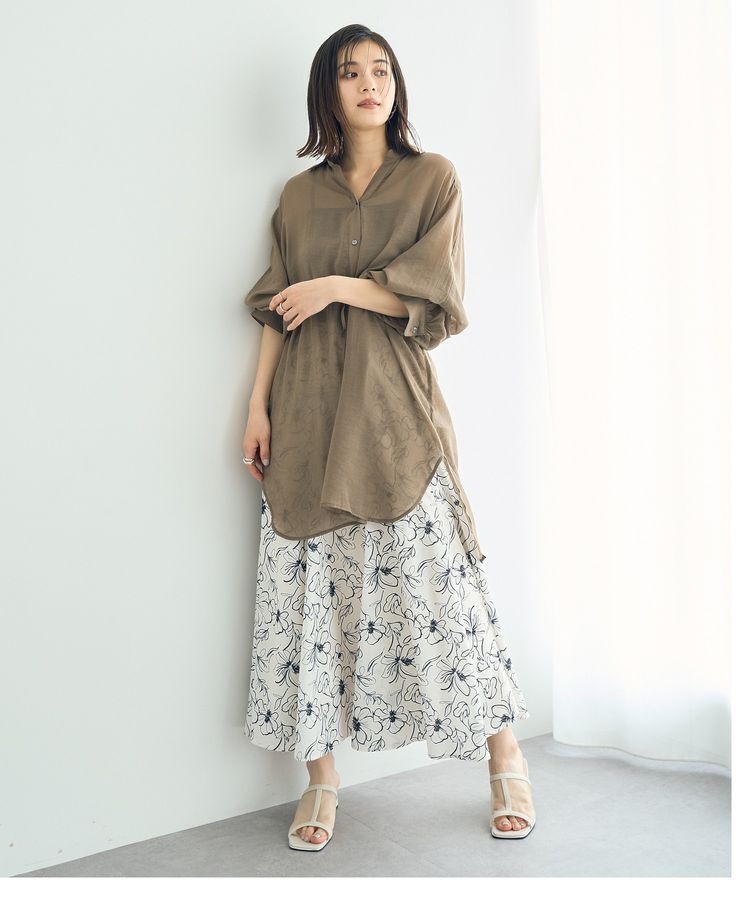 YECCA VECCA「シアー2way袖バルーンチュニック」|シャツ・ブラウス|