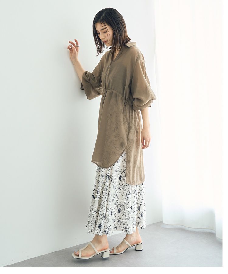 YECCA VECCA「シアー2way袖バルーンチュニック」|シャツ・ブラウス|