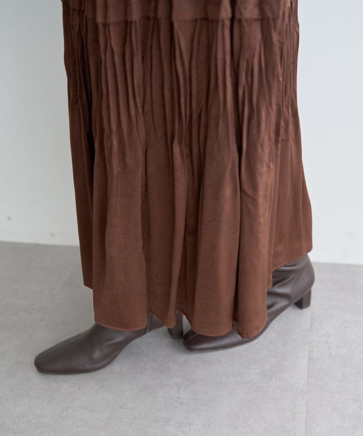YECCA VECCA「ランダムプリーツサテンマーメイドスカート」|スカート|