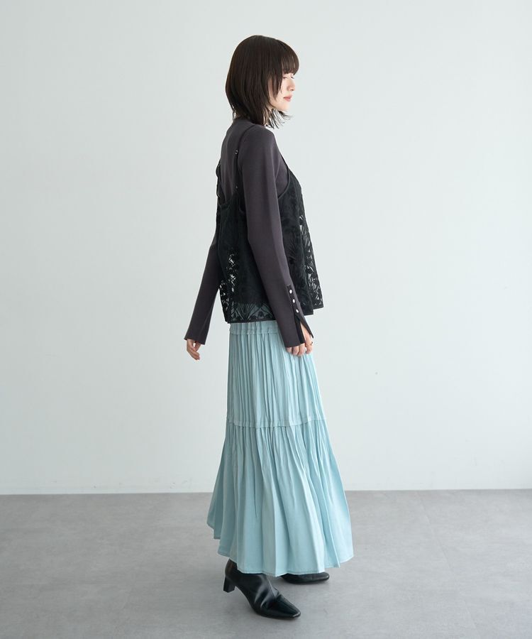YECCA VECCA「ランダムプリーツサテンマーメイドスカート」|スカート|