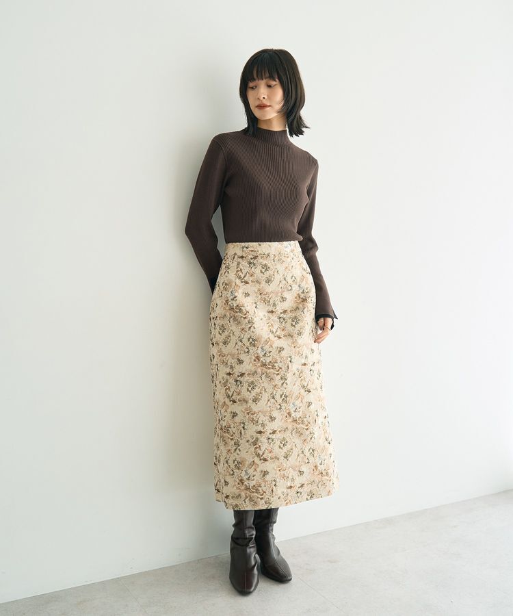 YECCA VECCA「ジャガードナロースカート」|フレア|