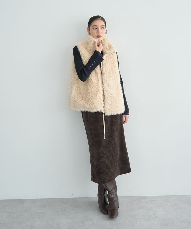 YECCA VECCA「コーデュロイナロースカート」|タイト|