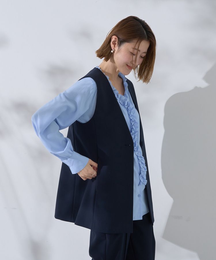 YECCA VECCA「フリルVネックブラウス」|シャツ・ブラウス|