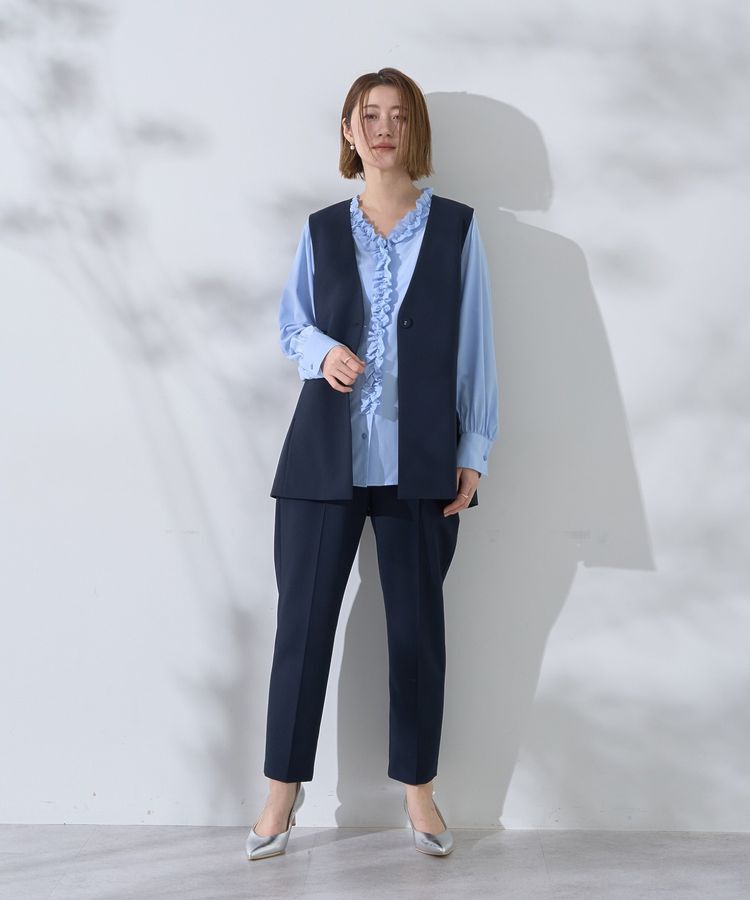 YECCA VECCA「フリルVネックブラウス」|シャツ・ブラウス|