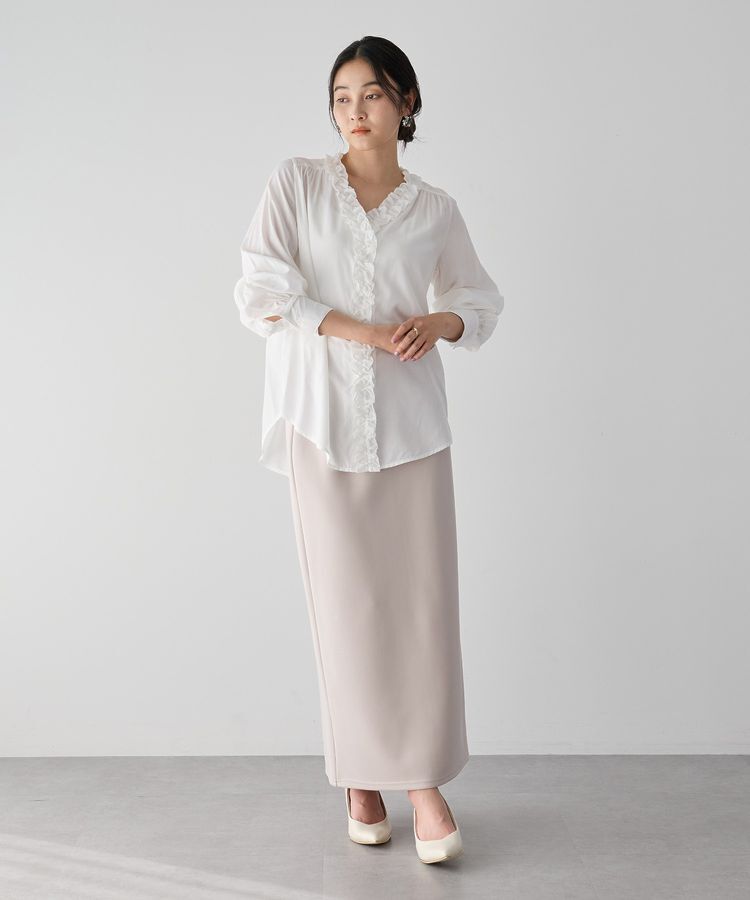 YECCA VECCA「フリルVネックブラウス」|シャツ・ブラウス|