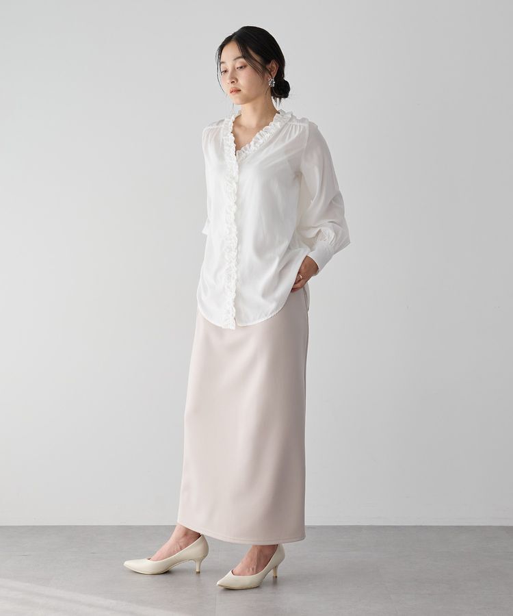 YECCA VECCA「フリルVネックブラウス」|シャツ・ブラウス|