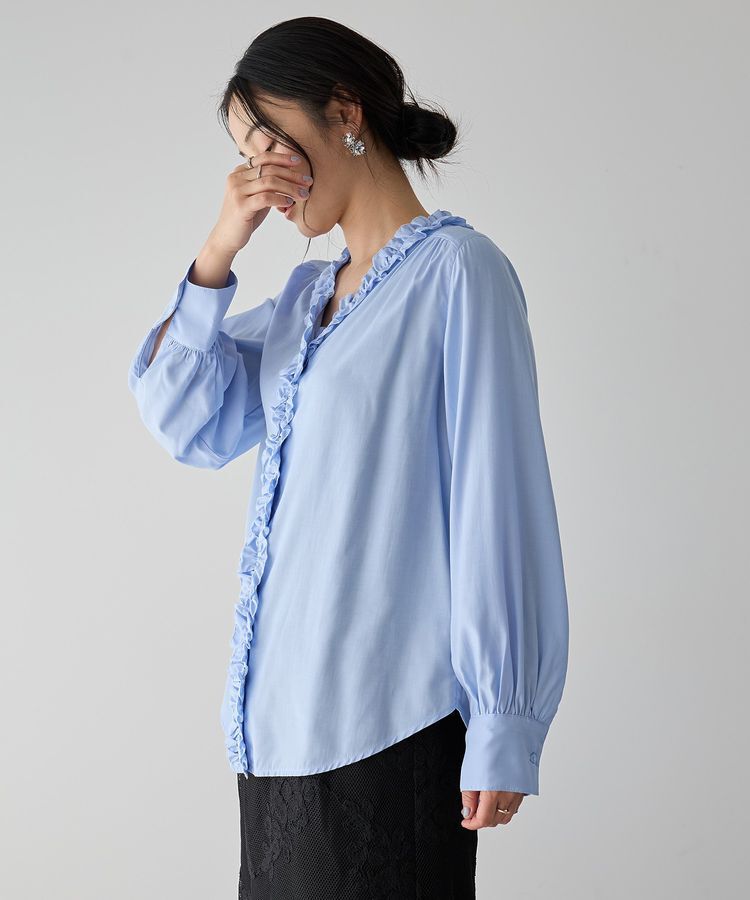 YECCA VECCA「フリルVネックブラウス」|シャツ・ブラウス|