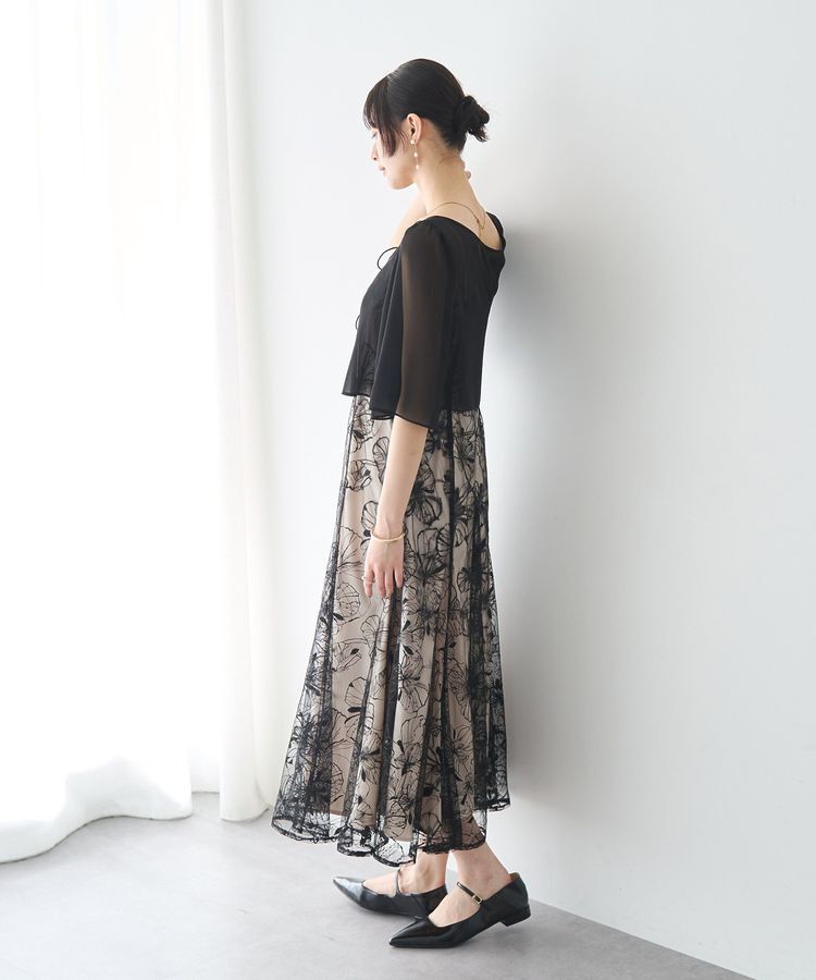 YECCA VECCA「【2点SET】フラワー柄スパンコール刺繍ドレス」|ワンピース|