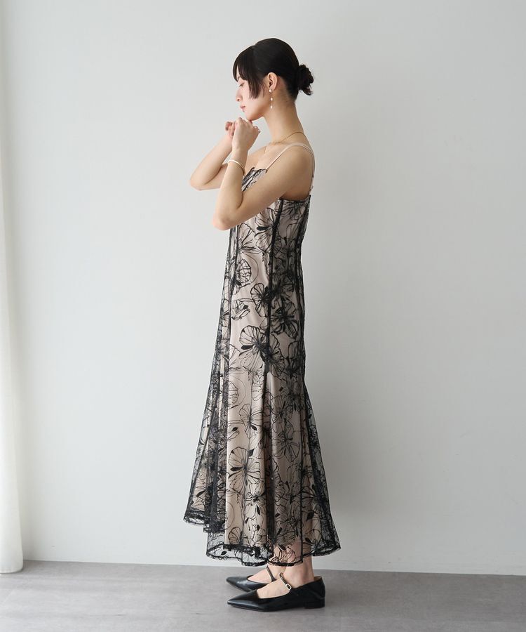 YECCA VECCA「【2点SET】フラワー柄スパンコール刺繍ドレス」|ワンピース|