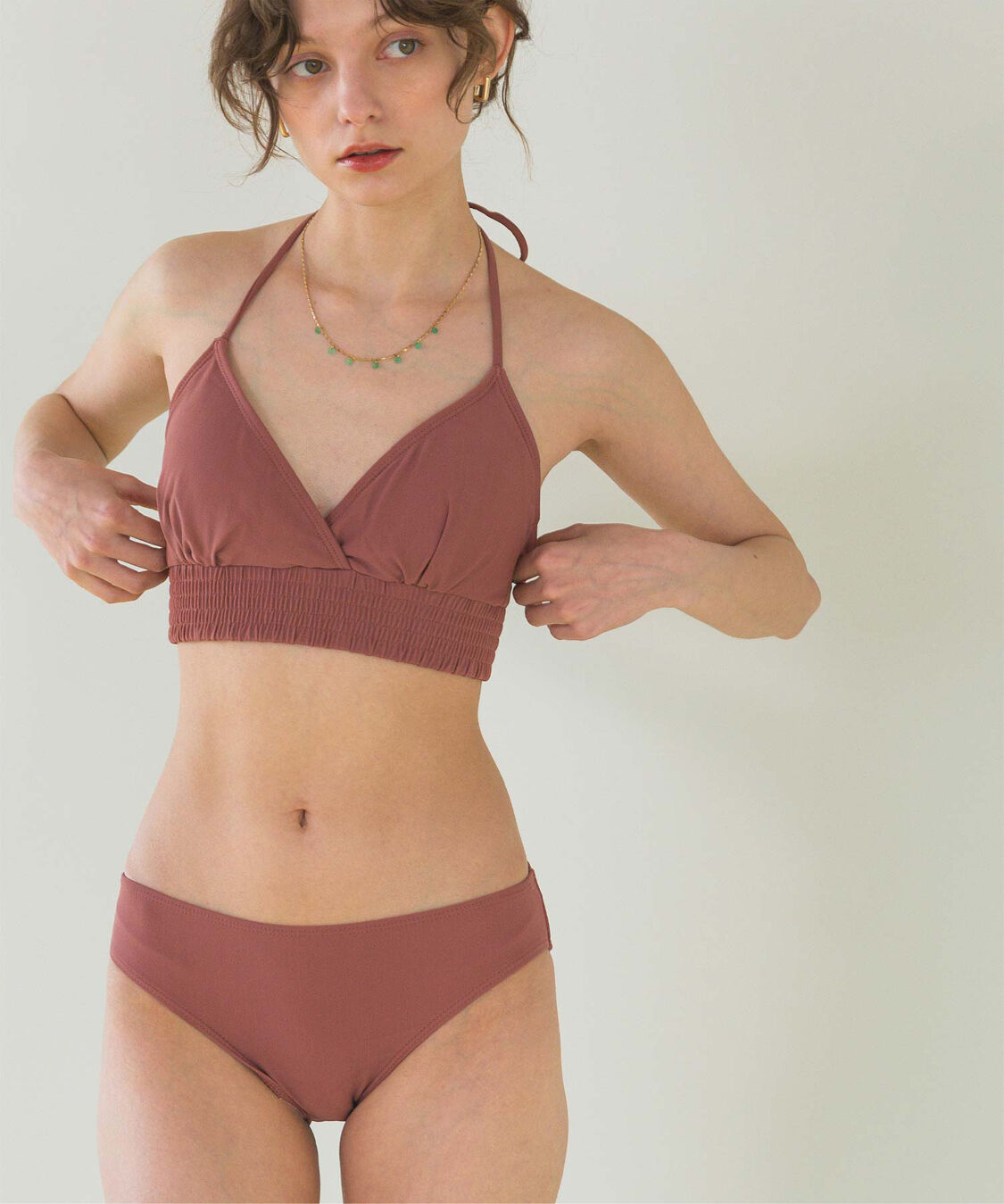 SEA DRESS「バックリボンホルターネックビキニ/水着」|ビキニ|ピンクブラウン