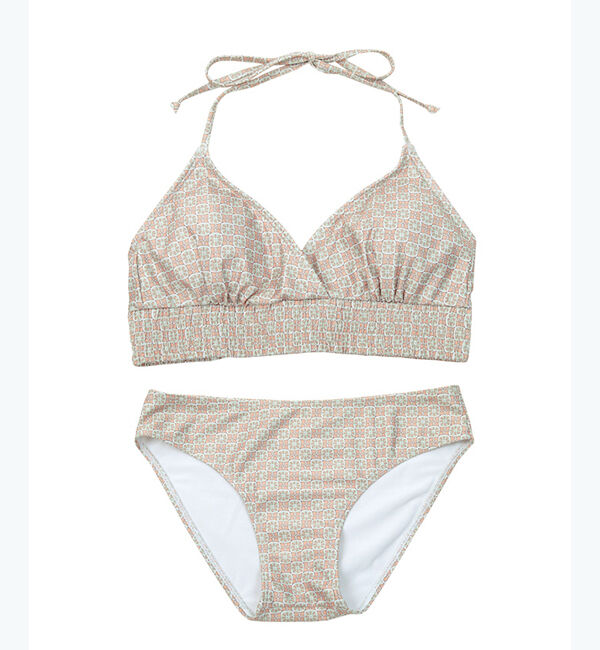 SEA DRESS「バックリボンホルターネックビキニ/水着」|ビキニ|柄/ピンクベージュ