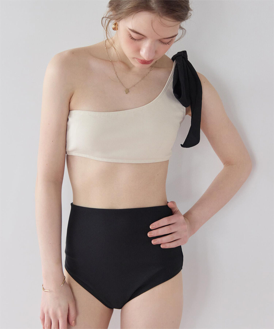 SEA DRESS「ワンショルダーデザインリブビキニ」|ビキニ|