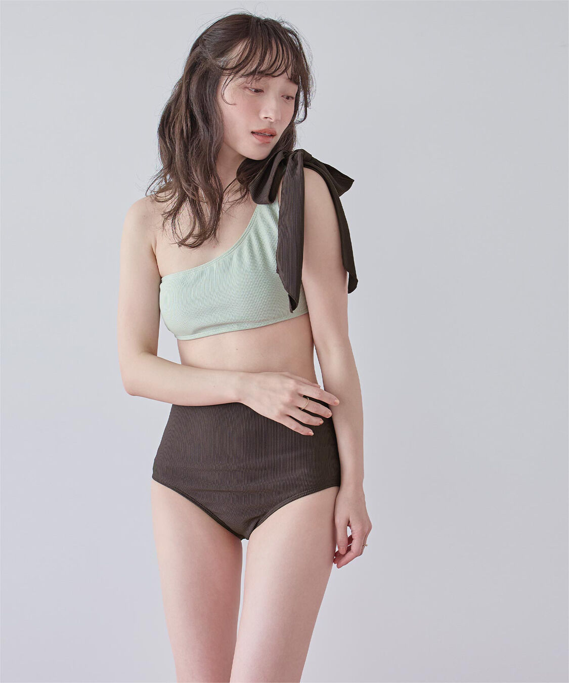 SEA DRESS「ワンショルダーデザインリブビキニ」|ビキニ|