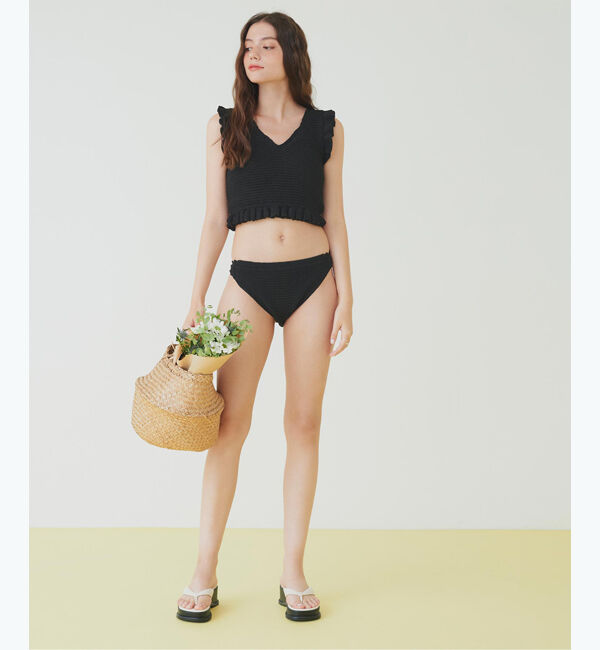 SEA DRESS「Vネックタンクトップフリルクロシェビキニ/水着」|ビキニ|