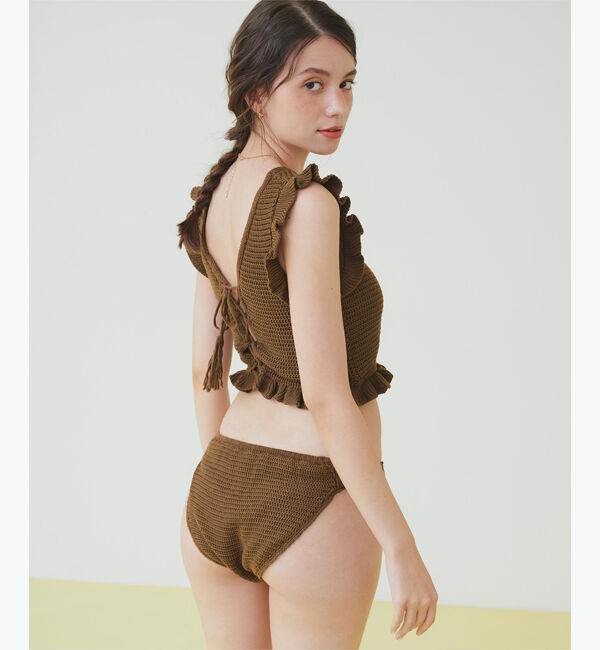 SEA DRESS「Vネックタンクトップフリルクロシェビキニ/水着」|ビキニ|