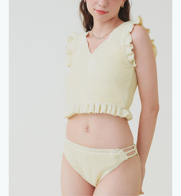 SEA DRESS「Vネックタンクトップフリルクロシェビキニ/水着」|ビキニ|