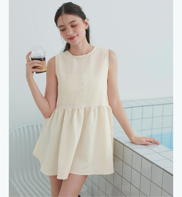 SEA DRESS「ノースリーブティアードチュニック/ラッシュガード」|コンビネゾン|