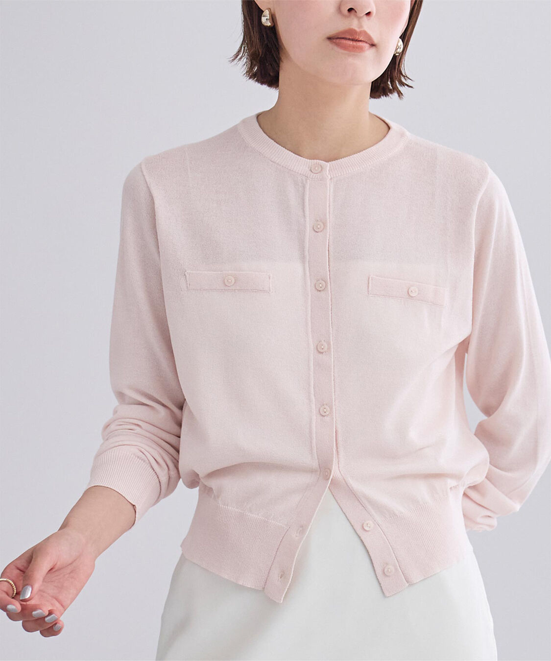 ur's「UVケアコンパクトベーシックニットカーディガン」|ニット・セーター|ライトピンク