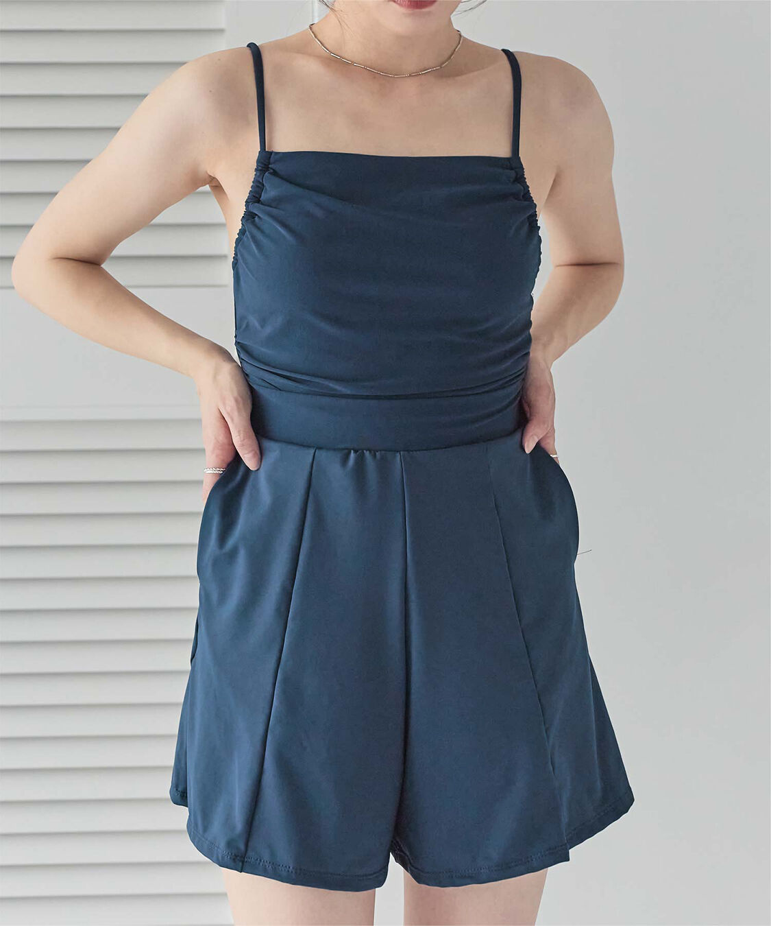 SEA DRESS「ｻｲﾄﾞｷﾞｬｻﾞｰｵｰﾙｲﾝﾜﾝ/ﾜﾝﾋﾟｰｽ水着」|コンビネゾン|ダークブルー