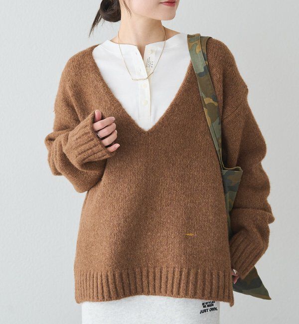  「アルパカ混深Vネックニットプルオーバー」|キャミソール|