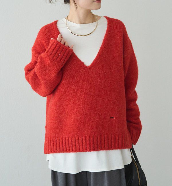  「アルパカ混深Vネックニットプルオーバー」|キャミソール|